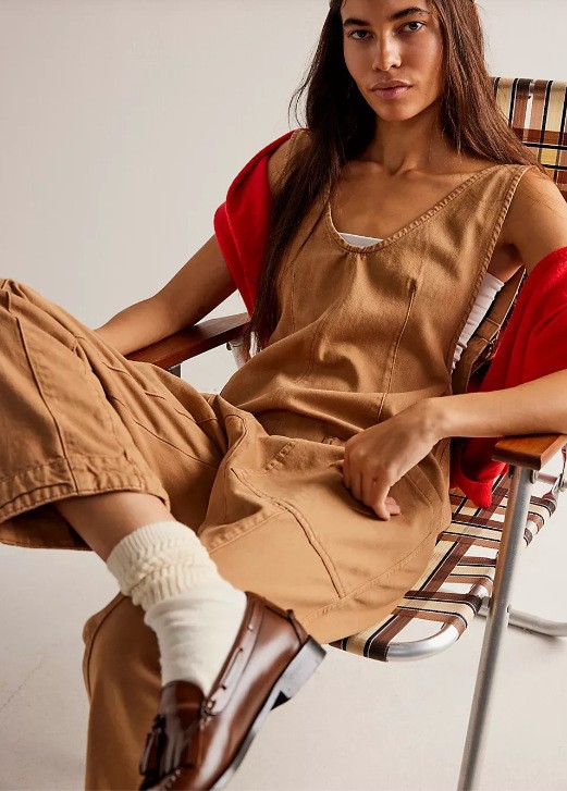 Women's Casual Suspender Trousers in Solid Colors