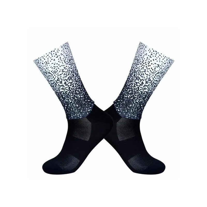 Men's And Women's Non-slip Silicone Cycling Socks Spot Black And White