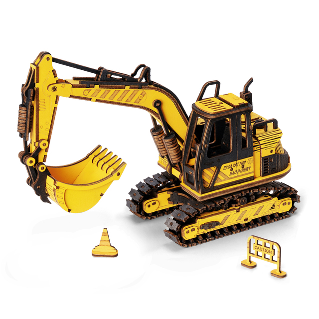 Wooden 3D Puzzle Engineering Vehicle Model for Kids and Adults