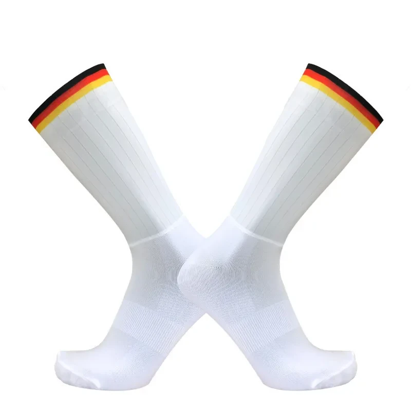 Men's And Women's Non-slip Silicone Cycling Socks Striped Black And Yellow