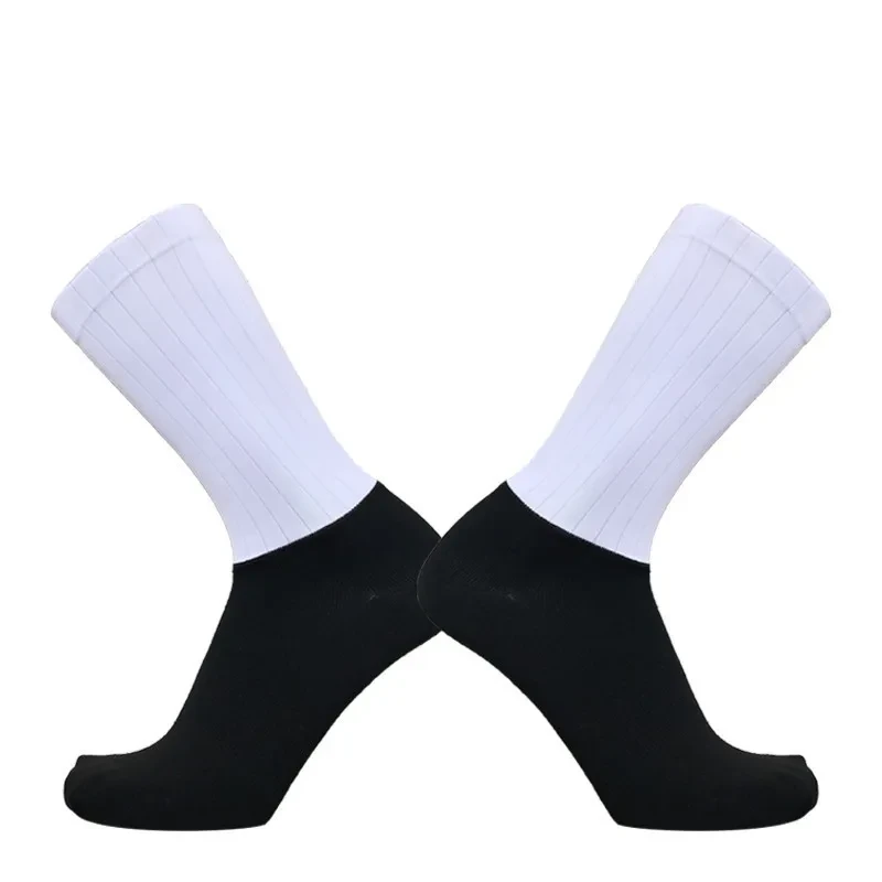 Men's And Women's Non-slip Silicone Cycling Socks White And Black