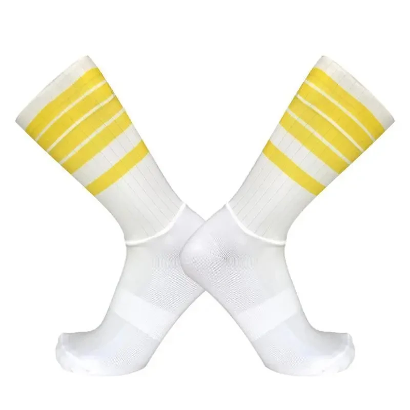 Men's And Women's Non-slip Silicone Cycling Socks Yellow Stripe