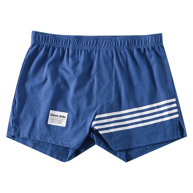 Men's Underwear Cotton Printed Breathable Large Size Boxer Purplish Blue