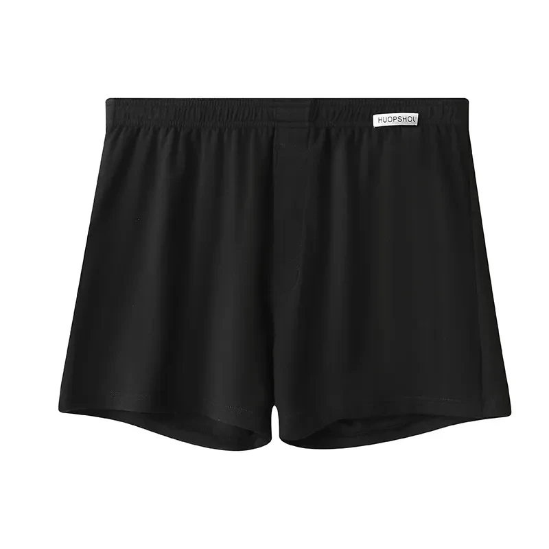 Loose Breathable Plus Size Men's Underwear Solid Color Boxers Black