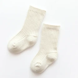 Autumn And Winter New Fleece Thickening Children's Socks White