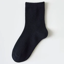 Children's Black Tube Socks White Student Cotton Middle-aged Boy Black