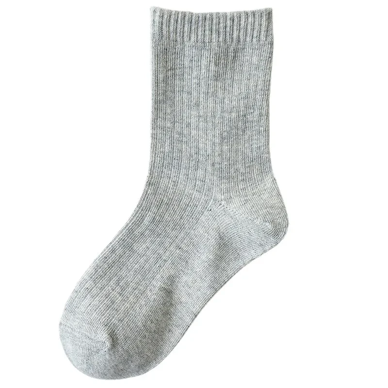 Children's Black Tube Socks White Student Cotton Middle-aged Boy Grey
