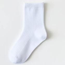 Children's Black Tube Socks White Student Cotton Middle-aged Boy White