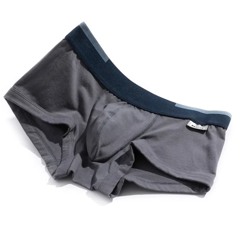 Men's Purified Cotton Underwear Personality Solid Color Boxers Dark Gray
