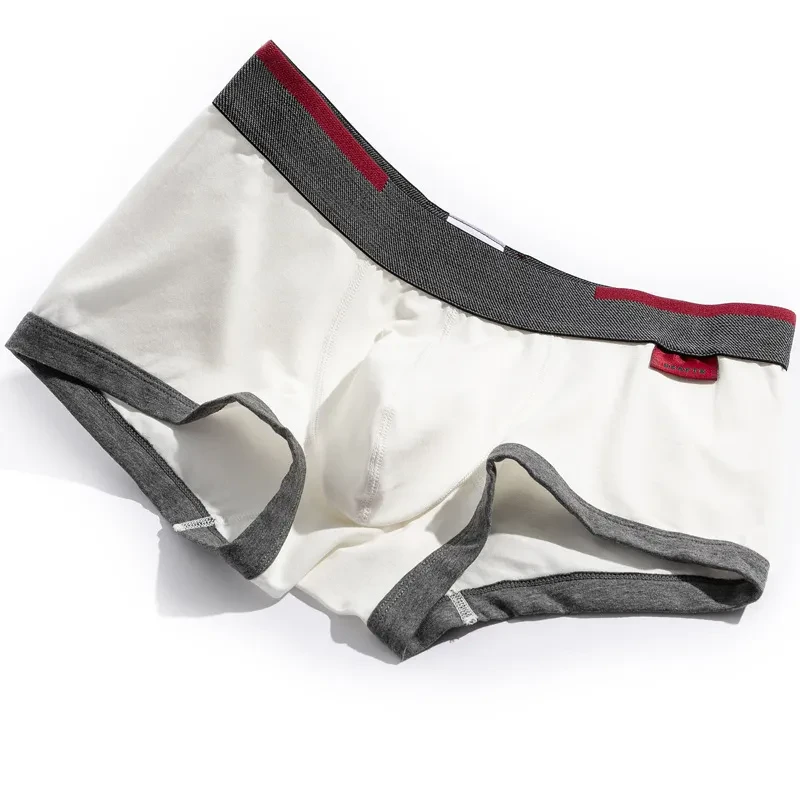 Men's Purified Cotton Underwear Personality Solid Color Boxers White Dark Gray