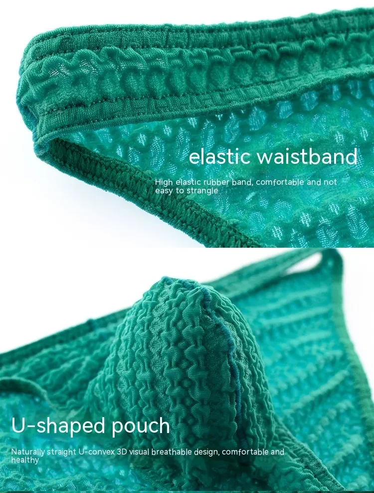 Men's Underwear Thin Lace Breathable Quick-drying Triangle Lake Blue