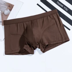 Men's Underwear Solid Color Boxers Breathable U Convex Coffe