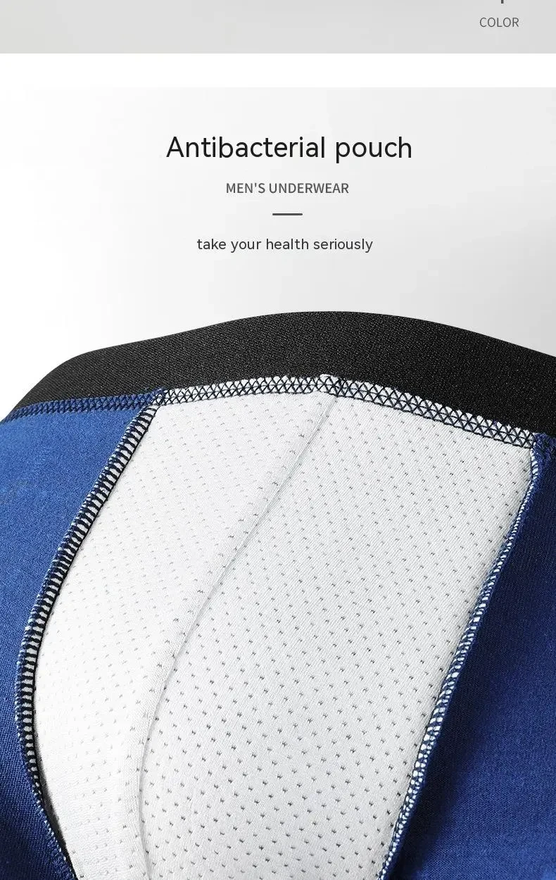 Breathable Printed Summer Thin Plus Size Men's Cotton Antibacterial Boxers Shorts Royal Blue