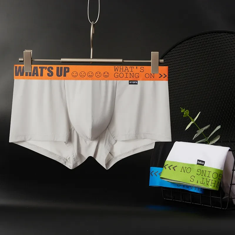 Men's Thin Ice Silk Mid-rise Boxers Briefs Gray