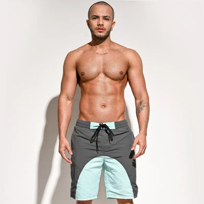 Men's Beach Shorts Sports Casual Pants Gray Plus Blue