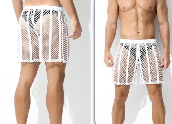 Men's Mesh Casual Breathable Workout Shorts White