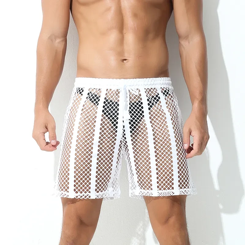 Men's Mesh Casual Breathable Workout Shorts White