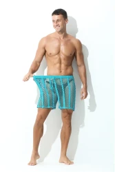 Men's Mesh Casual Breathable Workout Shorts Water Green