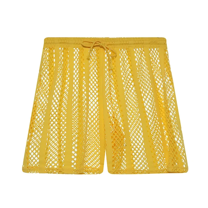 Men's Mesh Casual Breathable Workout Shorts Yellow