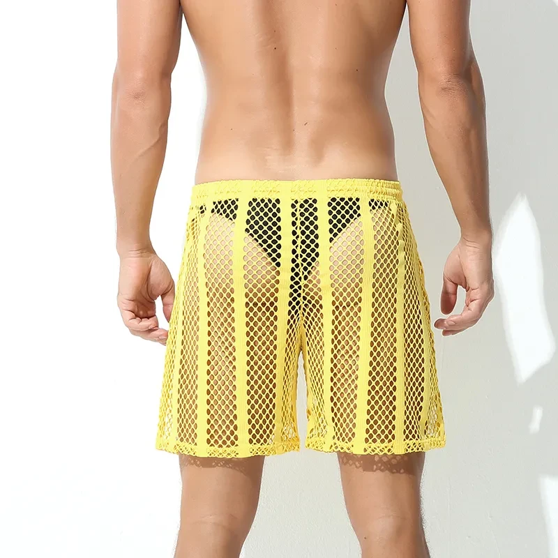 Men's Mesh Casual Breathable Workout Shorts Yellow