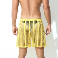 Men's Mesh Casual Breathable Workout Shorts Yellow
