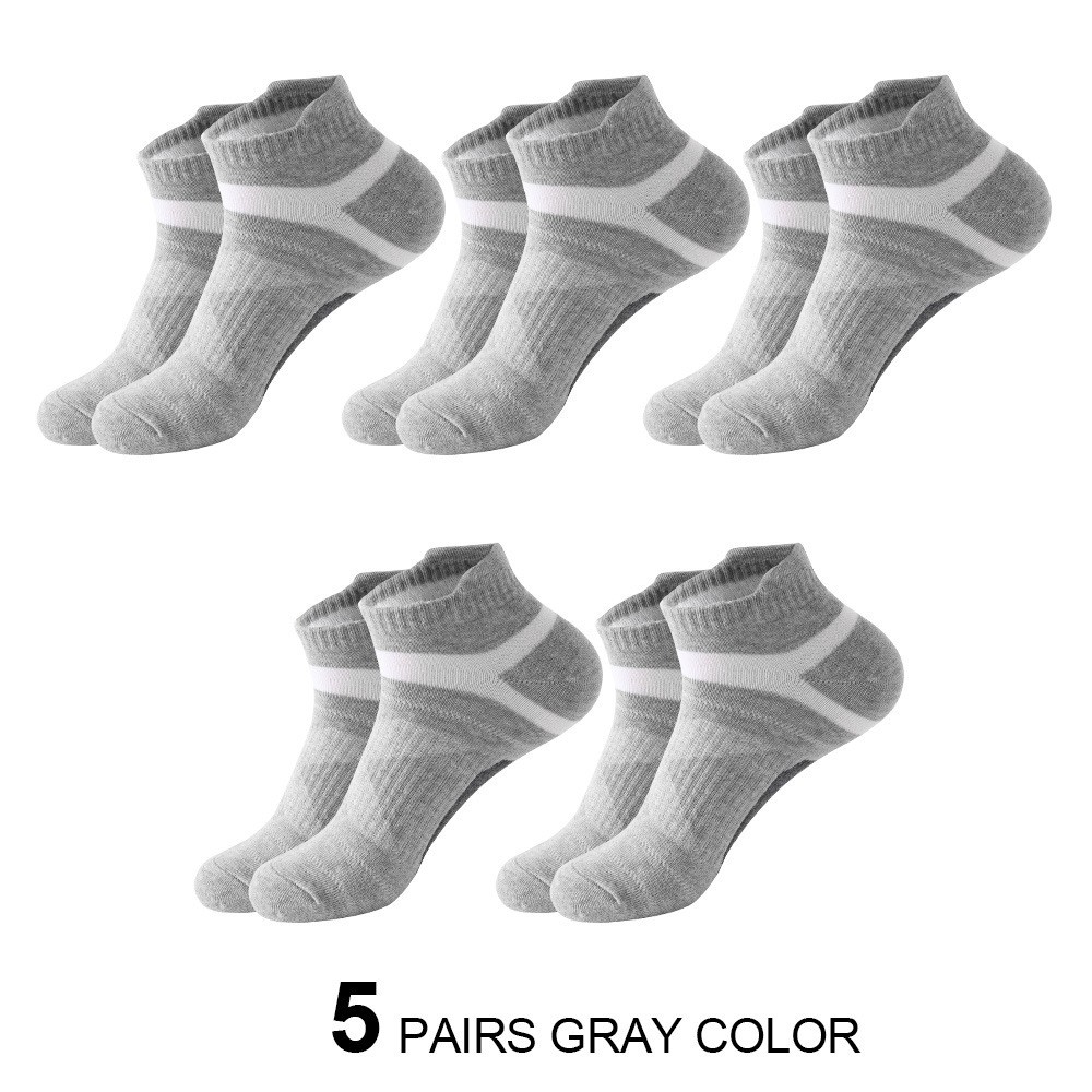 Men's Summer Thin Fashion Color Matching Socks 5 Pairs Of Gray