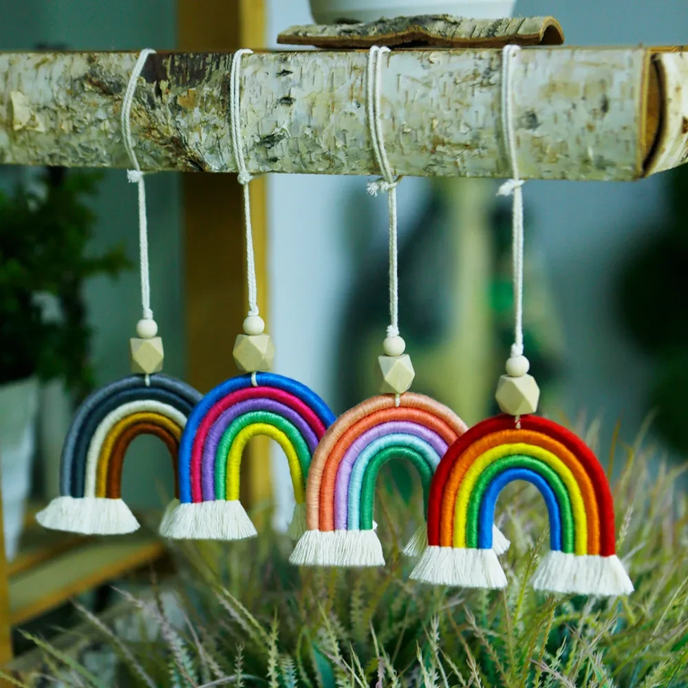 Vintage Bohemian Handwoven Rainbow Car Pendant