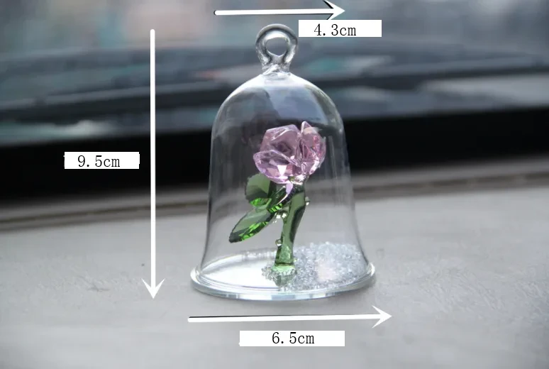 Crystal glass cover rose