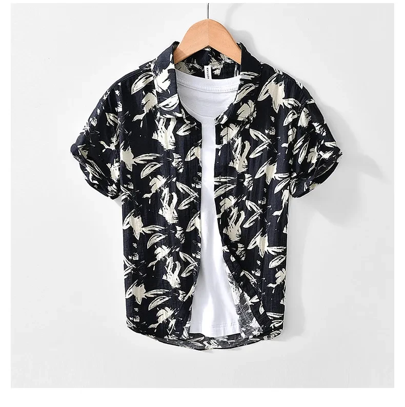 Personalized Printed Black And White Short-sleeved Shirt