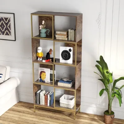 Metal And Wood Bookcase
