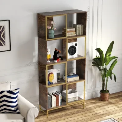 Metal And Wood Bookcase