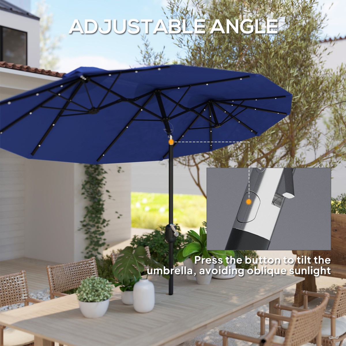 Patio Umbrella With Solar Lights