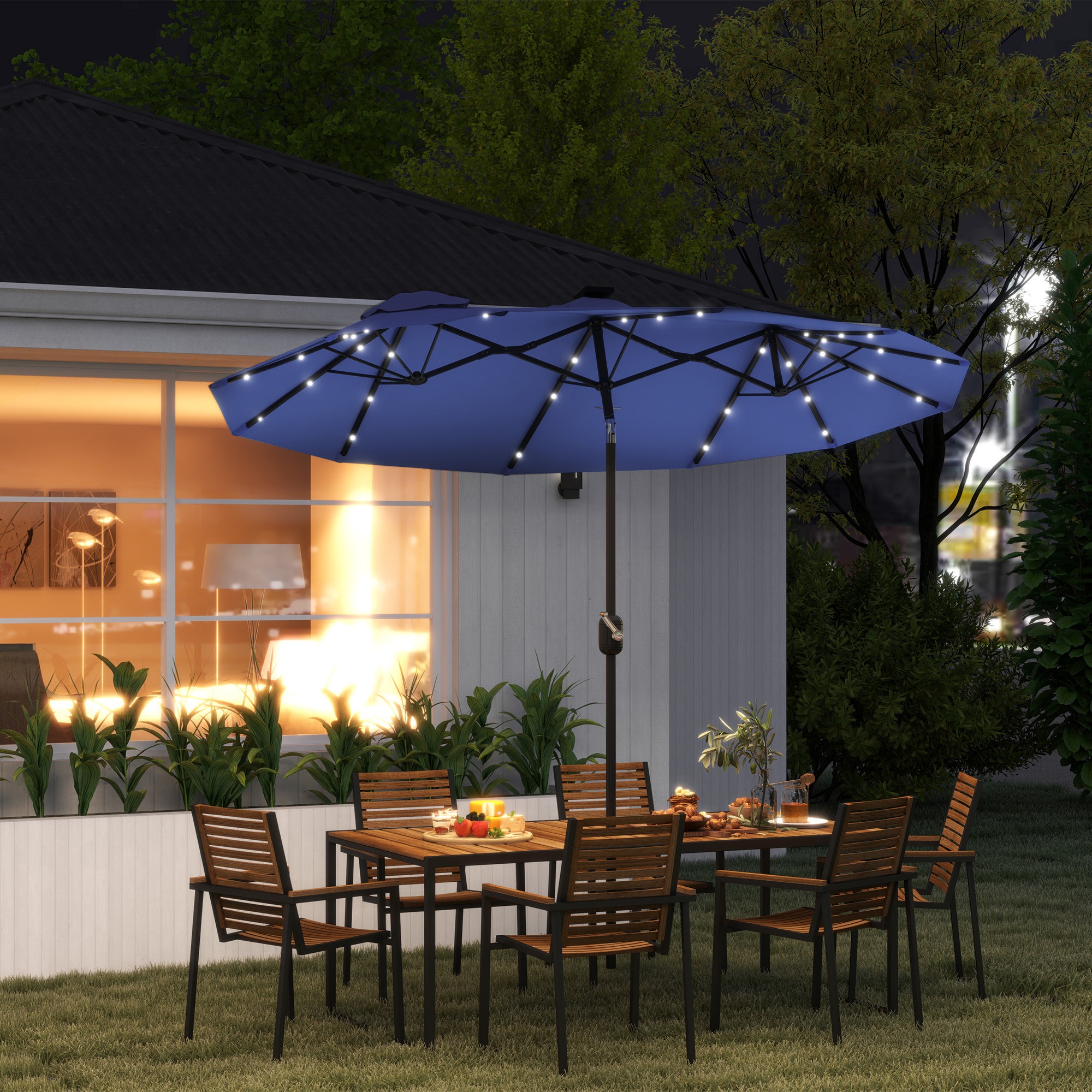 Patio Umbrella With Solar Lights