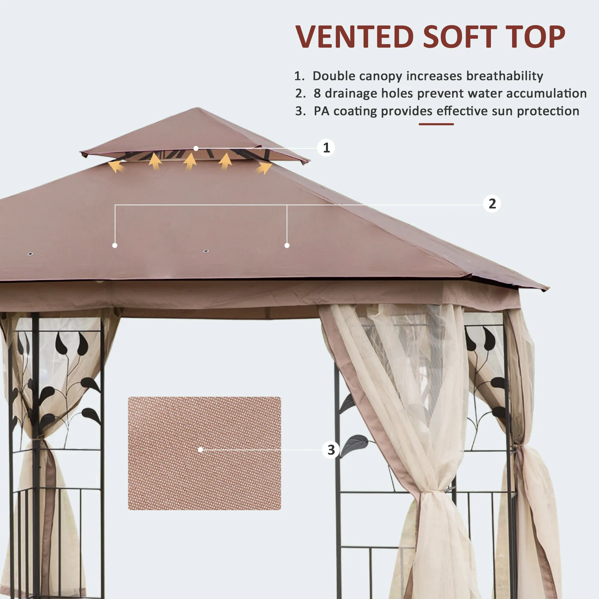 Gazebo With Netting And Curtains