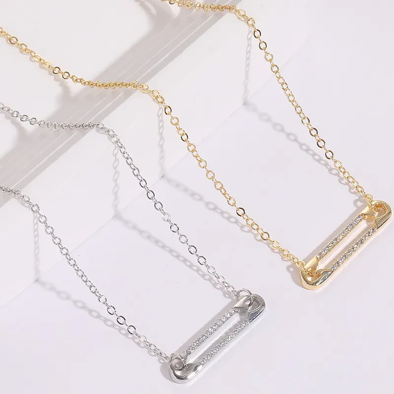 Pin Zircon Pendant Clip Personalized Design Versatile 14k Necklace