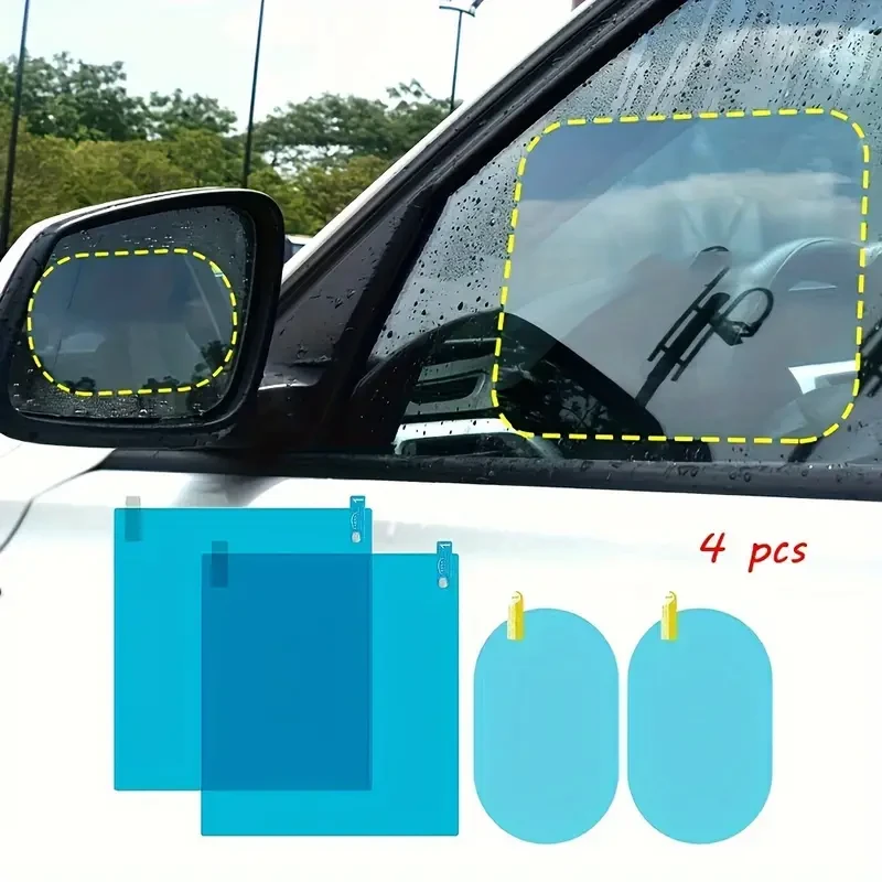 4pcs Anti-Rain Fog Mirror Films