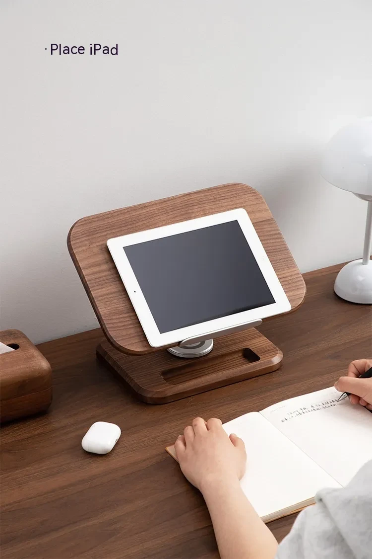 Black Walnut Solid Wood Reading Rack Adjustable Rotating Children's Reading Artifact IPad Bracket