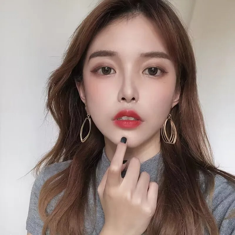 New Geometry Retro Metallic Gold Color Multiple Oval Pendant Clip Earrings - Fashion Jewelry for Wedding & Party