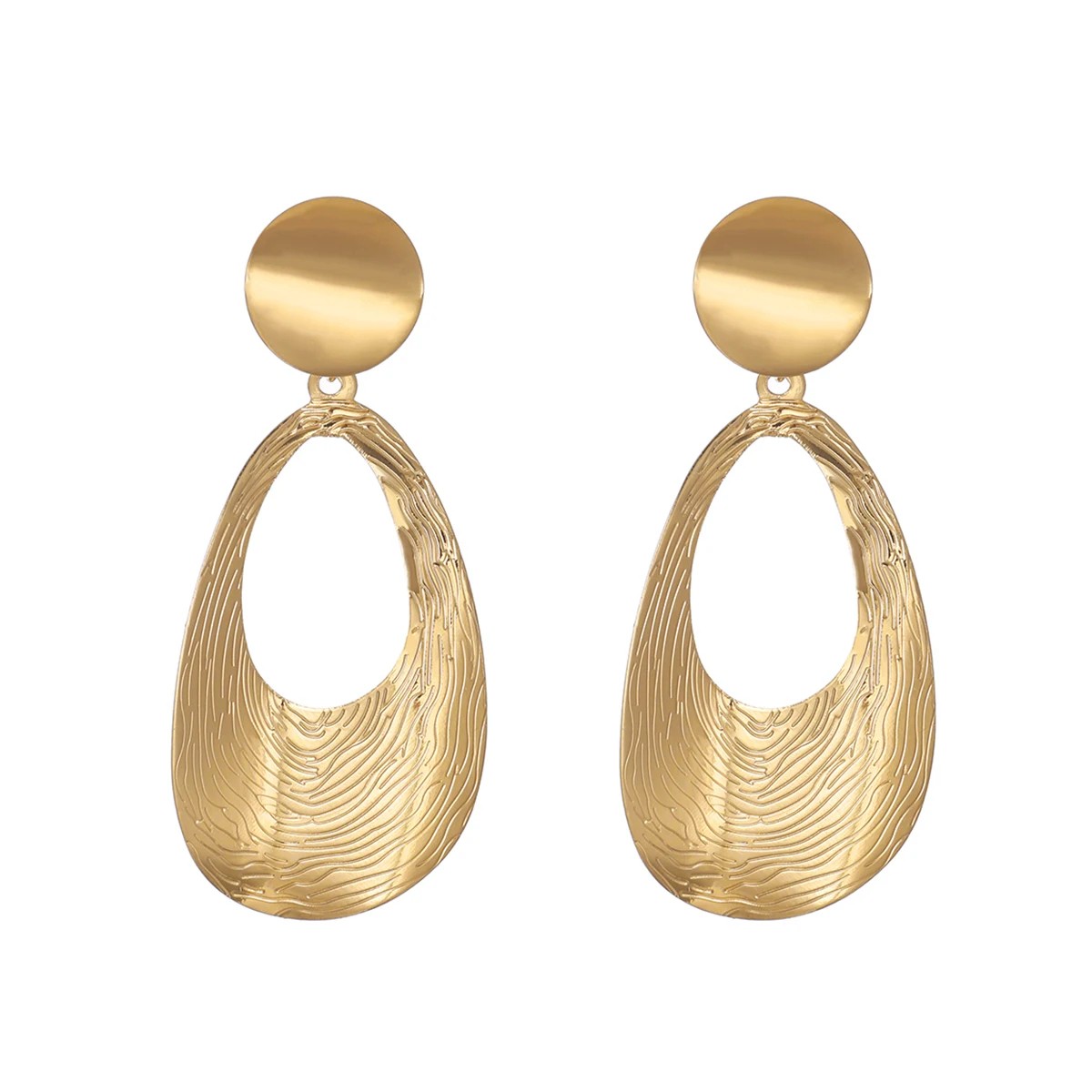 Vintage Metal Water-Drop Clip-on Earrings - Geometric Statement Big Earrings for Non-Pierced Ears