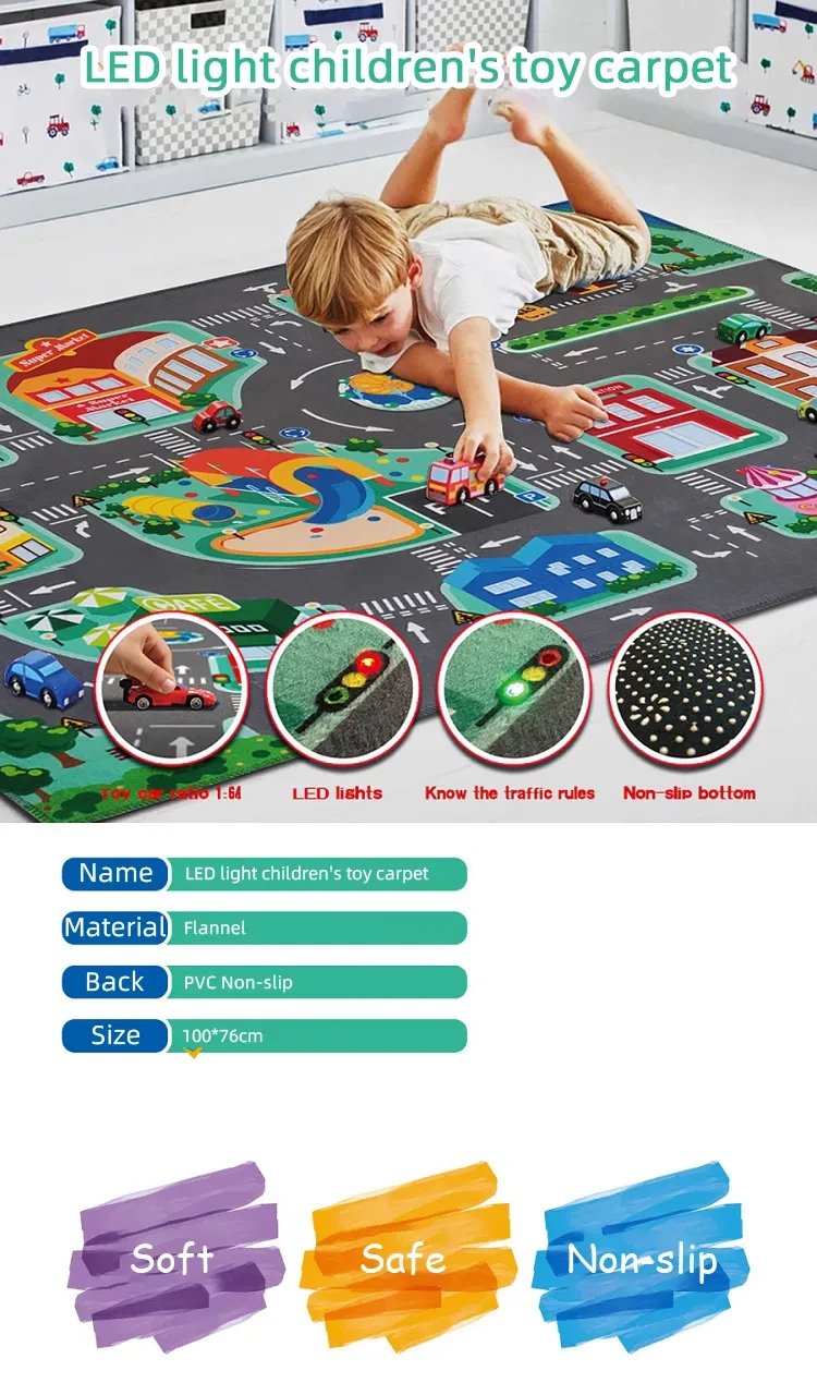 LED Lighter Rode Rugs For Kid Play Climb Carpets