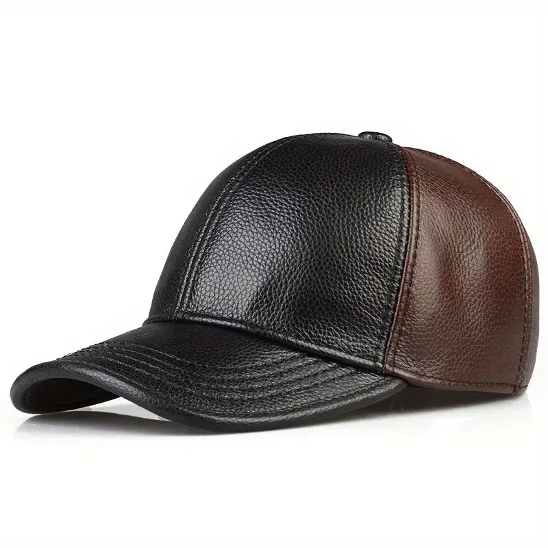 Genuine Leather Baseball Cap for Men and Women
