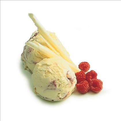 Ice Cream White Chocolate & Raspberry Coulis