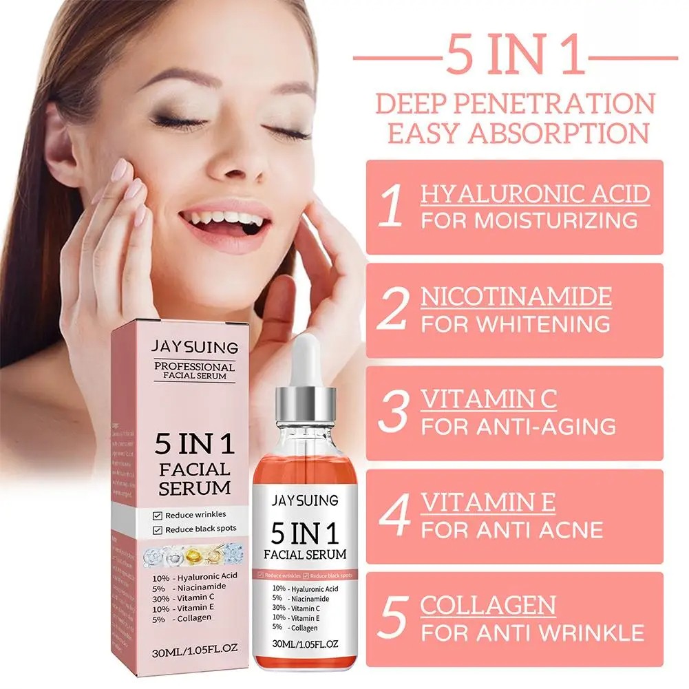 5 In 1 Face Serum 30% Vitamin C - Moisturizing, Whitening, Anti-Wrinkle, Anti-Aging