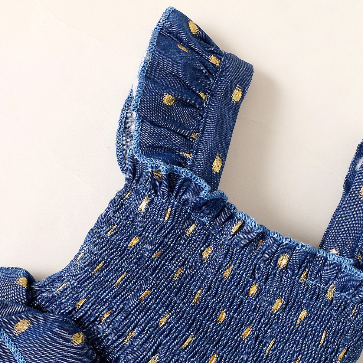 Polka Dot Smocking Suspender Skirt Headscarf