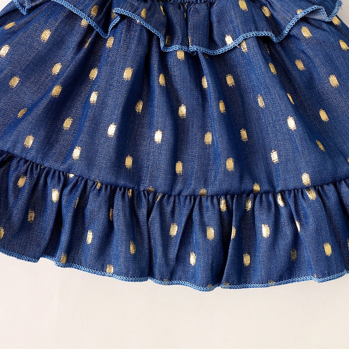 Polka Dot Smocking Suspender Skirt Headscarf