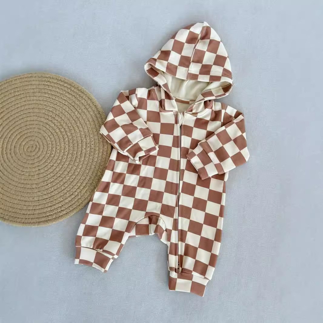 Hooded Pure Cotton Romper Children's Long Sleeve Jumpsuit Outer Wear