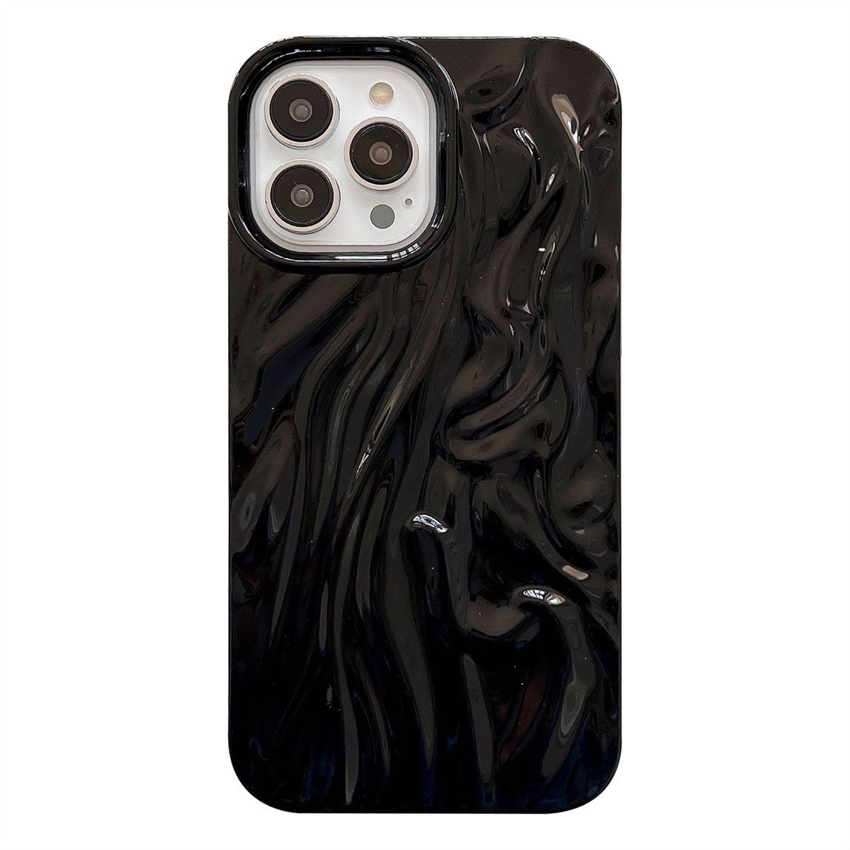 High-grade Ins Solid Color Water Ripple Silicone Phone Case