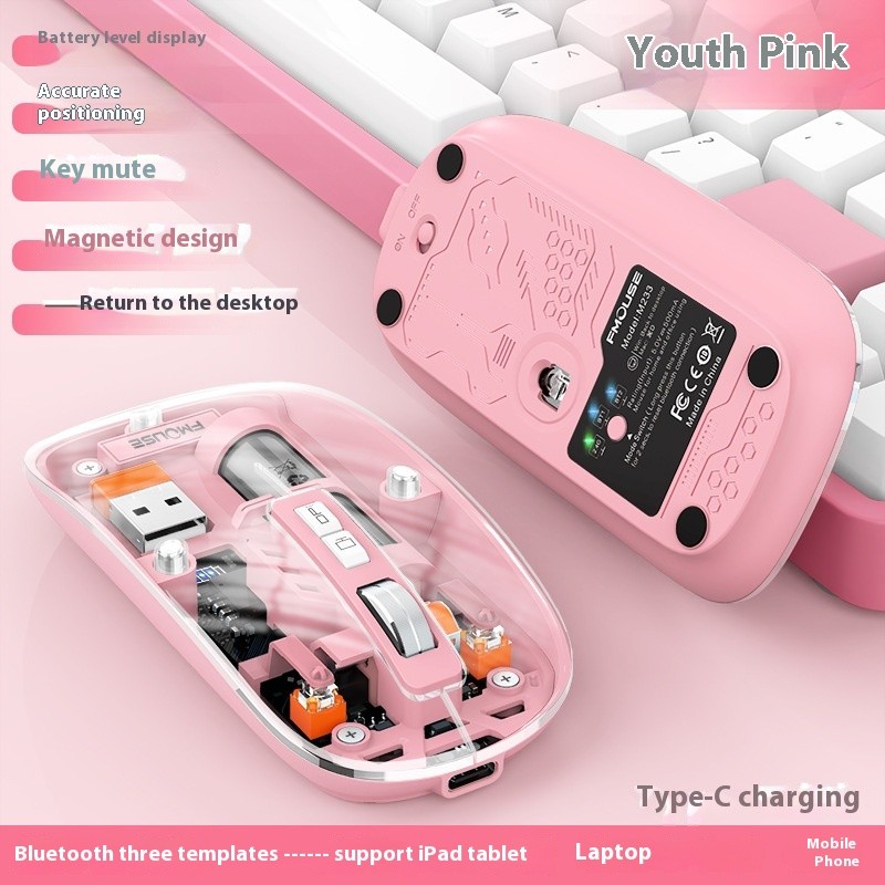 Transparent Wireless Mouse Desktop Computers And Laptop Office Home Mouse