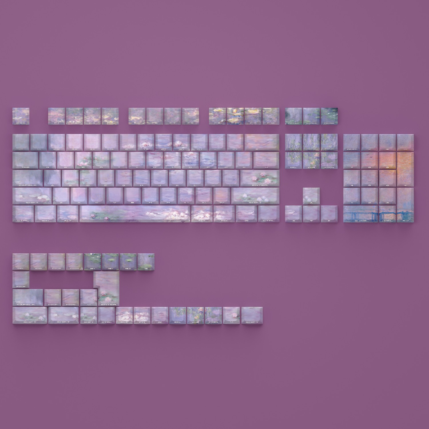 Wenshao Sleeping Lotus Key Cap Side Carved Light Transmission Original Height Adaptation 61 65 68 75 87 98 104