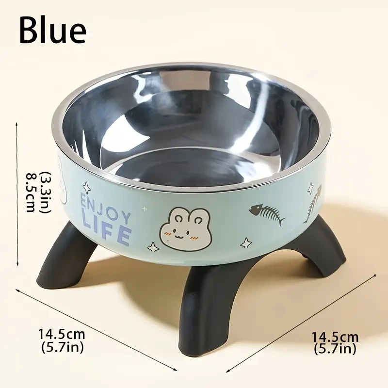 Elevated Stainless Steel Pet Bowl with Cute Pattern